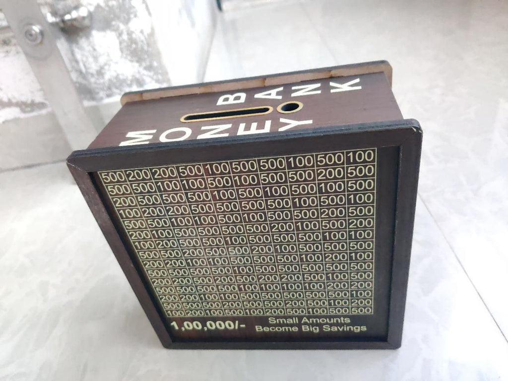 🐷 Savings Challenge Piggy Bank – Wooden Money Saving Box 💰