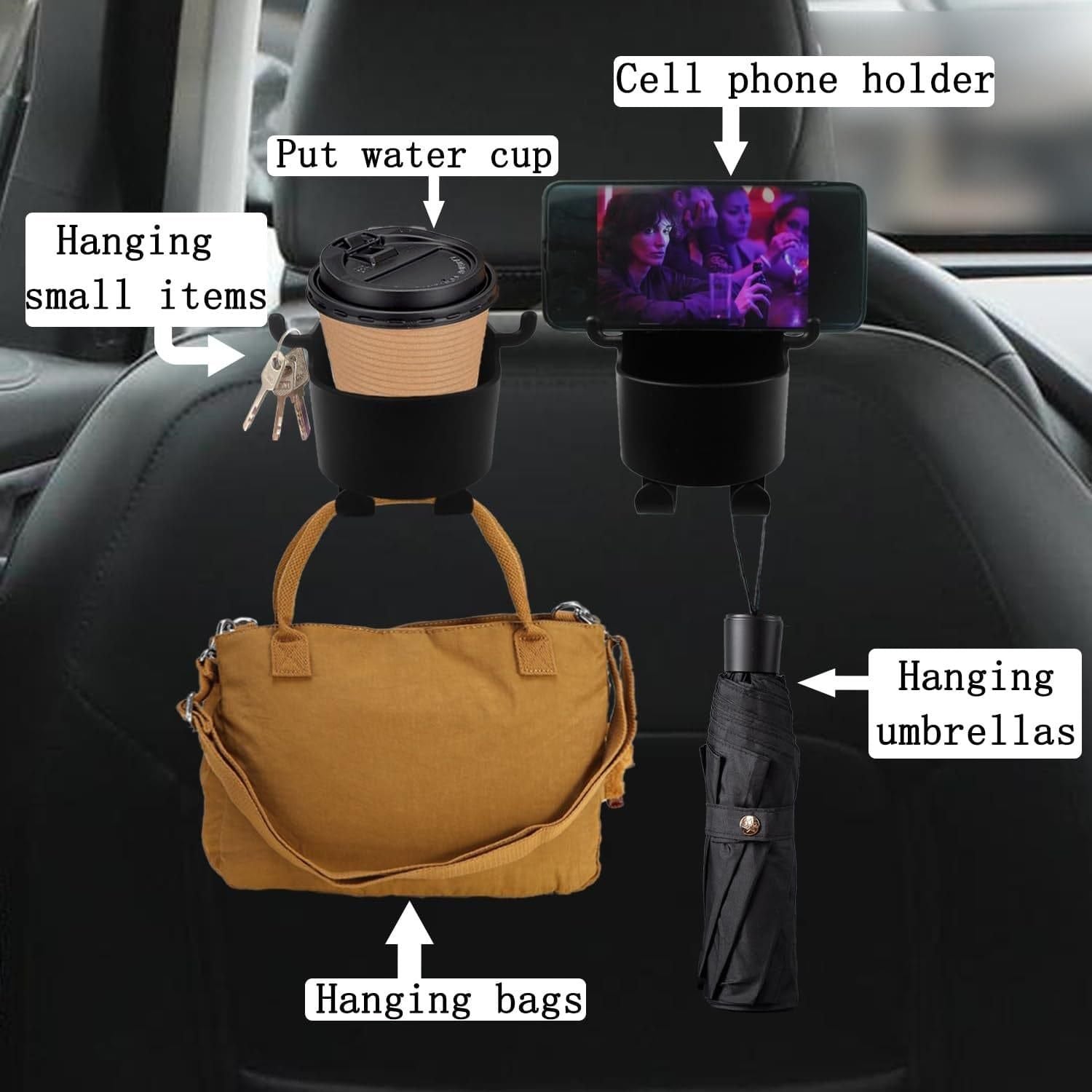 🚗📱 Multifunctional Hanging Storage Cup &amp; Mobile Holder – Pack of 2