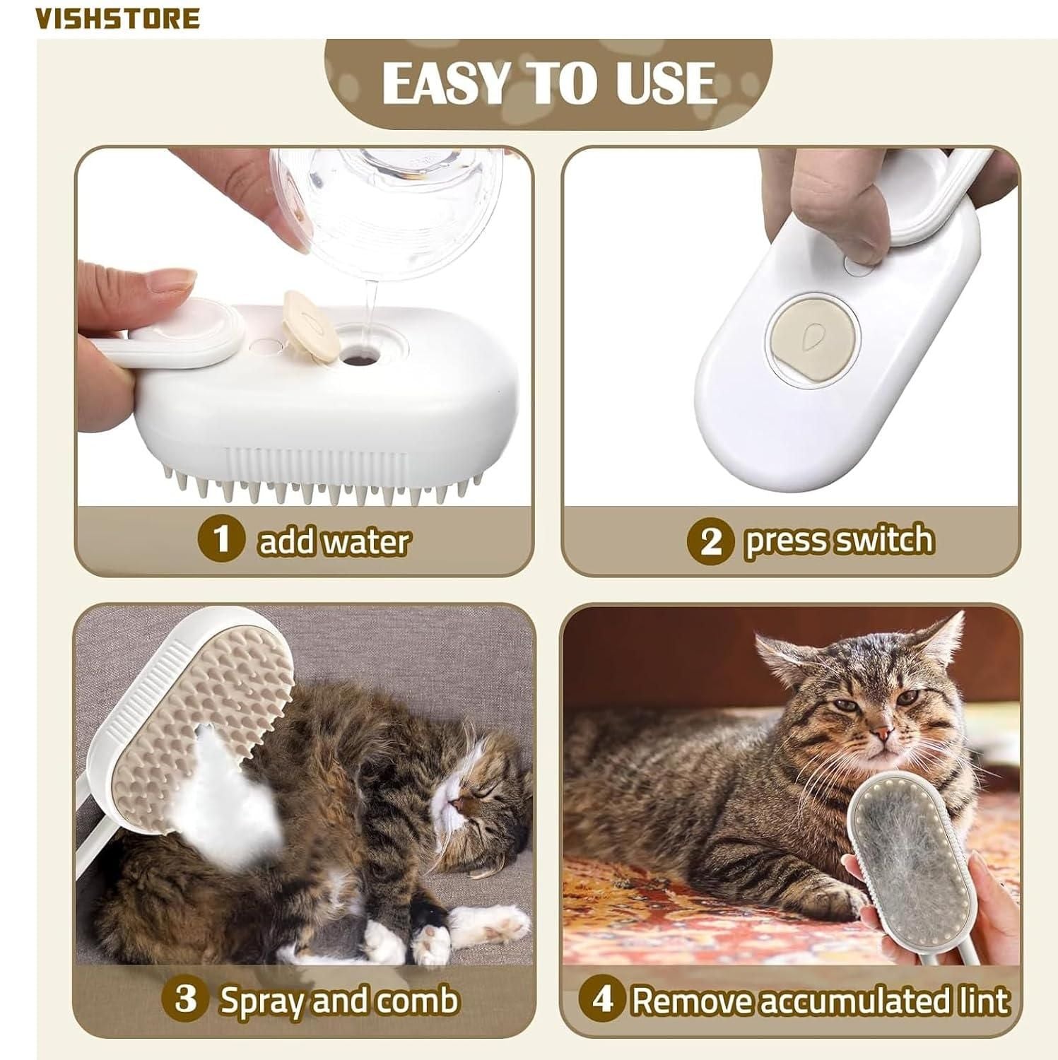 Steam Brush for Dogs &amp; Cats 🐶🐱
