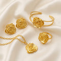 Set of Rose Necklace, Earrings, Bracelet and Ring