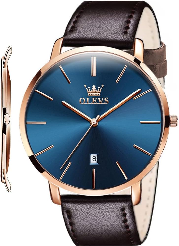 ⌚💙 Men’s Analog Leather Watch – Stylish &amp; Reliable