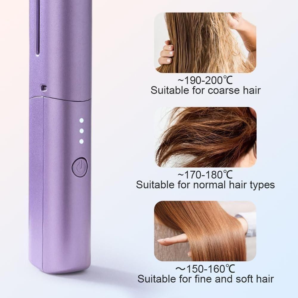 Mini Hair Straightener | Cordless • Rechargeable • Adjustable Heat