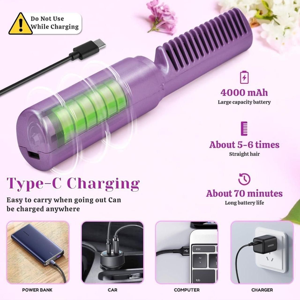 Mini Hair Straightener | Cordless • Rechargeable • Adjustable Heat